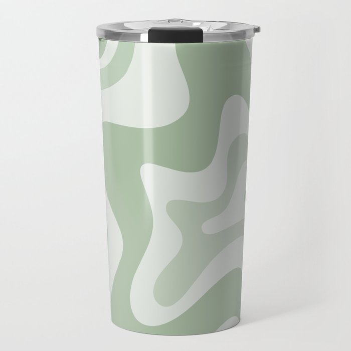 Retro Liquid Swirl Abstract Pattern Sage Travel Mug Gallery Image 1
