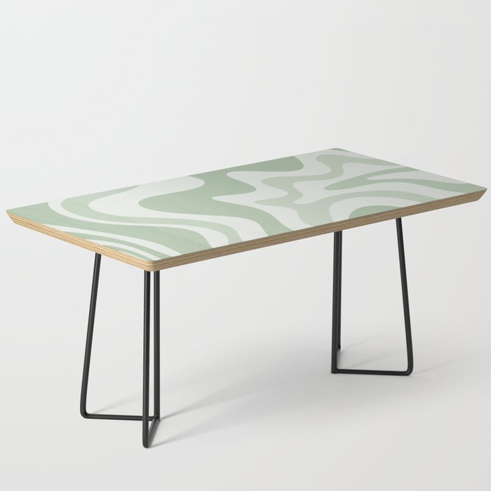 Retro Liquid Swirl Abstract Pattern Sage Coffee Table Gallery Image 1