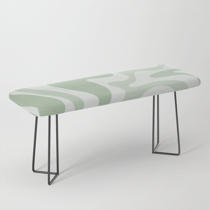 Retro Liquid Swirl Abstract Pattern Sage Bench Gallery Image 1