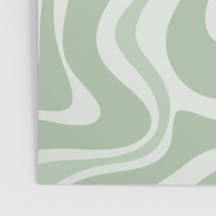 Retro Liquid Swirl Abstract Pattern Sage Poster Gallery Image 3