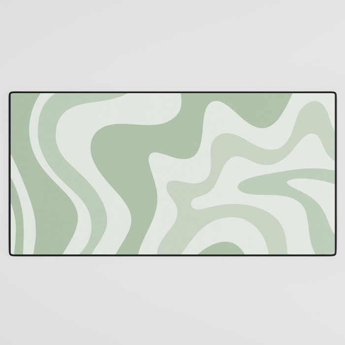 Retro Liquid Swirl Abstract Pattern Sage Desk Mat Gallery Image 3