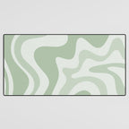 Retro Liquid Swirl Abstract Pattern Sage Desk Mat Gallery Image 3