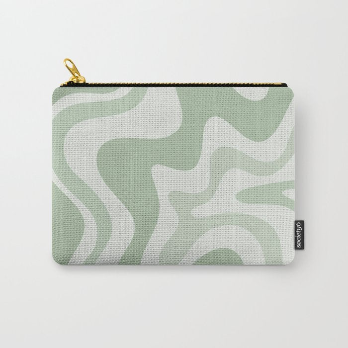 Retro Liquid Swirl Abstract Pattern Sage Carry All Pouch Gallery Image 1