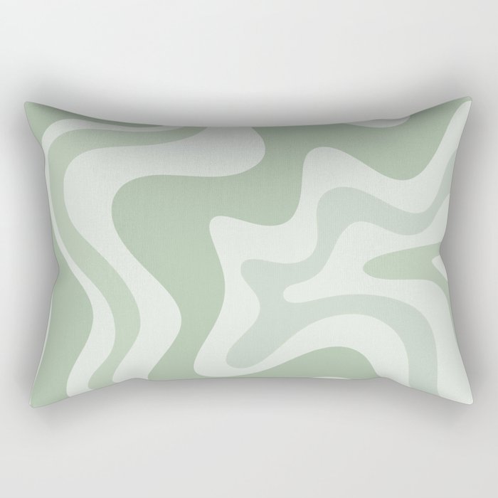 Retro Liquid Swirl Abstract Pattern Sage Rectangular Pillow Gallery Image 2