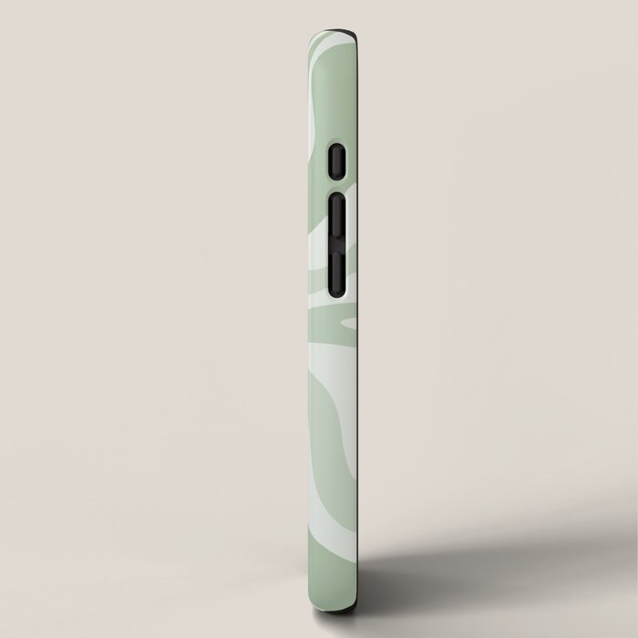 Retro Liquid Swirl Abstract Pattern Sage iPhone Case Gallery Image 2