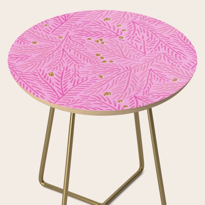 Winter Berries & Pine Branches in Pink & Gold Side Table Gallery Image 2
