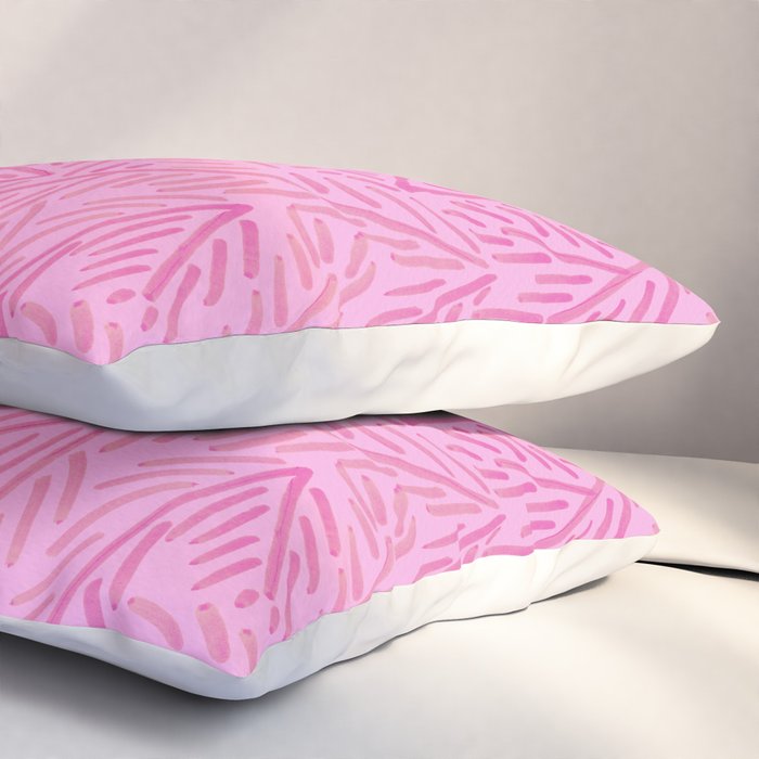 Winter Berries & Pine Branches in Pink & Gold Pillow Sham Gallery Image 3