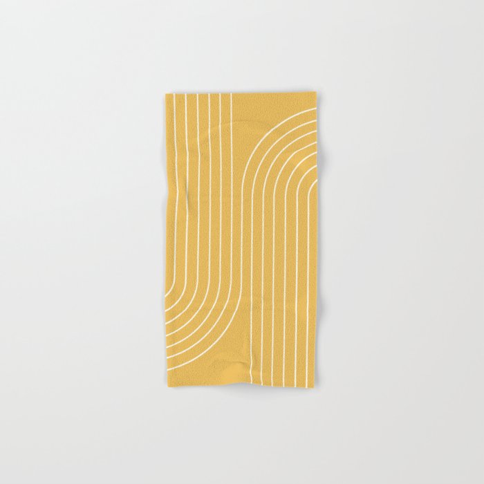 Minimal Line Curvature LXXIII Sunshine Yellow Mid Century Modern Arch Abstract Bath Towel Gallery Image 1