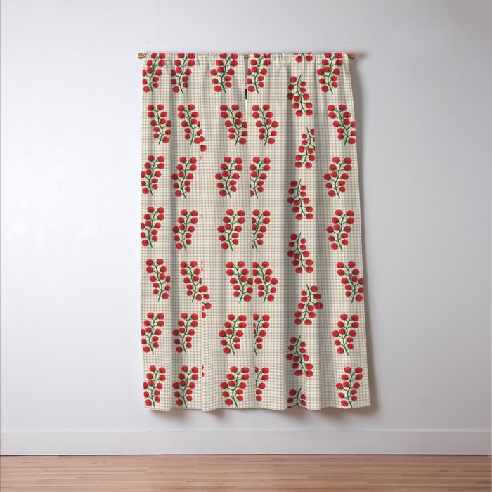 Cherry Tomato Plaid Farmers Market Window Curtain Gallery Image 3