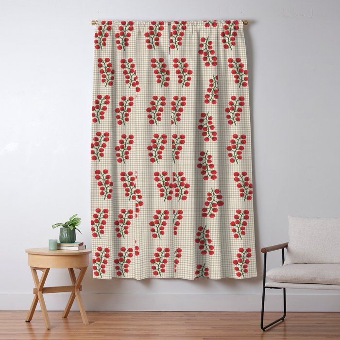 Cherry Tomato Plaid Farmers Market Window Curtain Gallery Image 5
