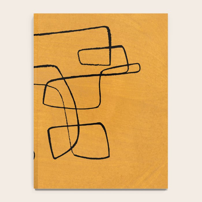 Minimalist Minimal Line Drawing Maze Mustard Yellow Painting Mid Century Modern Cool Funky Trendy Notebook Gallery Image 4