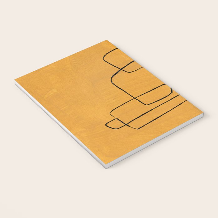Minimalist Minimal Line Drawing Maze Mustard Yellow Painting Mid Century Modern Cool Funky Trendy Notebook Gallery Image 3