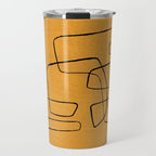 Minimalist Minimal Line Drawing Maze Mustard Yellow Painting Mid Century Modern Cool Funky Trendy Travel Mug Gallery Image 1