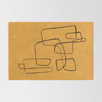 Minimalist Minimal Line Drawing Maze Mustard Yellow Painting Mid Century Modern Cool Funky Trendy Rug Gallery Image 2
