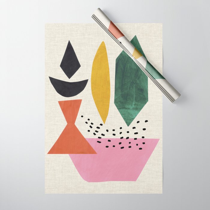 Yellow And Green Shards Wrapping Paper Gallery Image 1