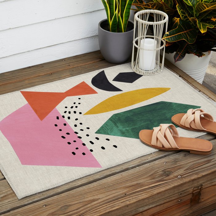 Yellow And Green Shards Outdoor Rug Gallery Image 2