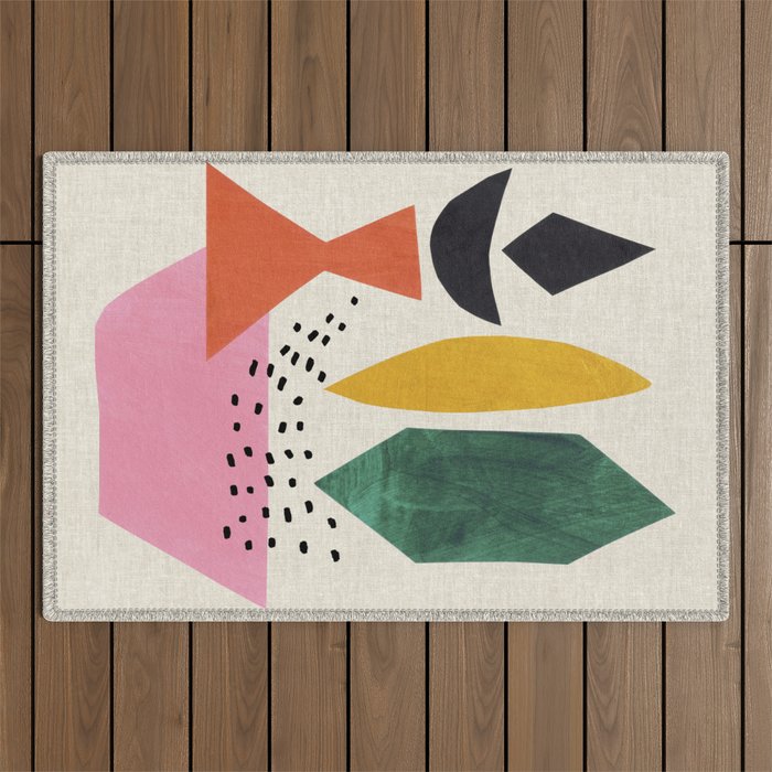Yellow And Green Shards Outdoor Rug Gallery Image 1