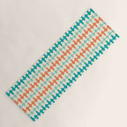 Retro Mid Century Modern Trellis Print Orange and Teal Yoga Mat Gallery Image 1