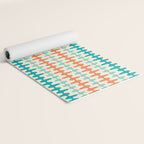 Retro Mid Century Modern Trellis Print Orange and Teal Yoga Mat Gallery Image 2