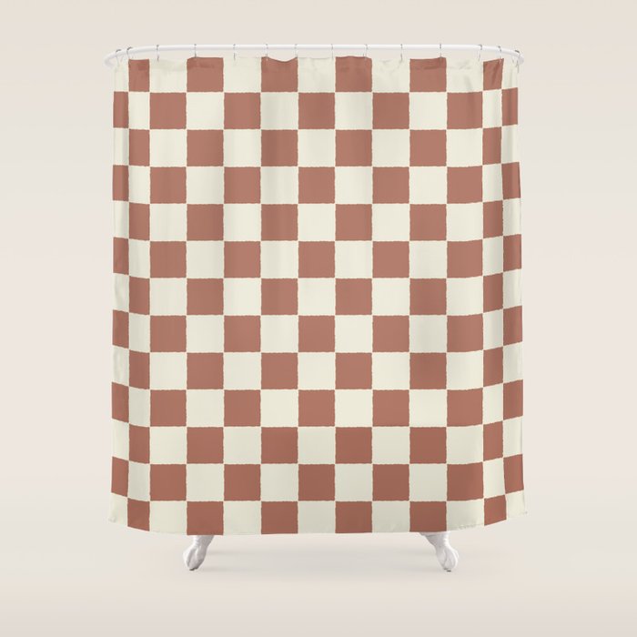 DESERT CHECKER CLAY Shower Curtain Gallery Image 1