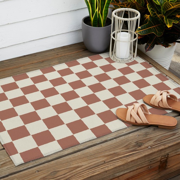 DESERT CHECKER CLAY Outdoor Rug Gallery Image 2