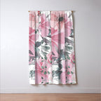 Floral Watercolor, Pink and Gray, Watercolor Print Window Curtain Gallery Image 3
