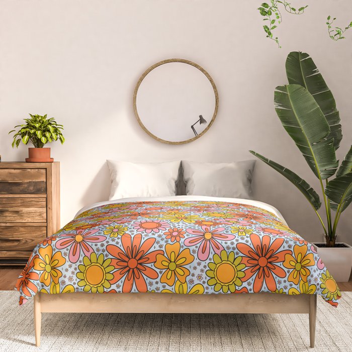 Groovy Flowers in Blue Comforter Gallery Image 3