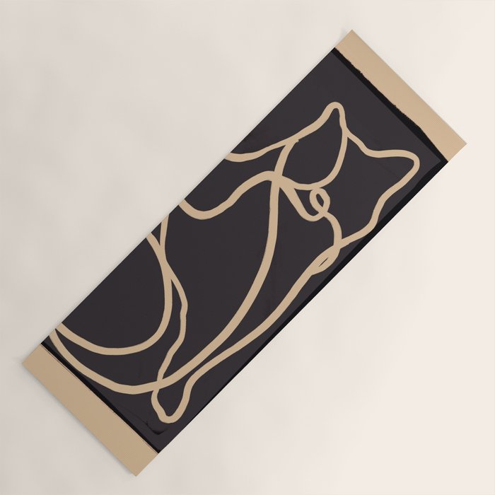 Abstract Line Art Cat 2 Yoga Mat Gallery Image 1