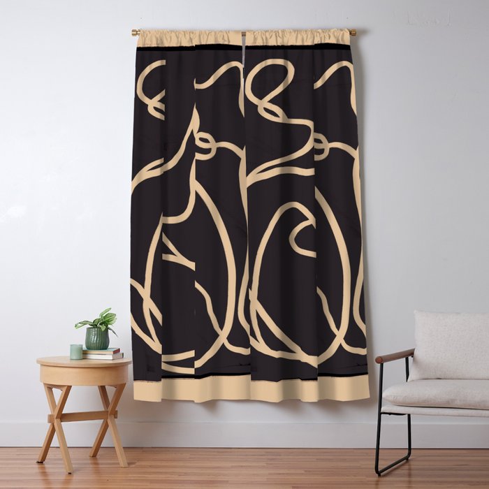 Abstract Line Art Cat 2 Window Curtain Gallery Image 5