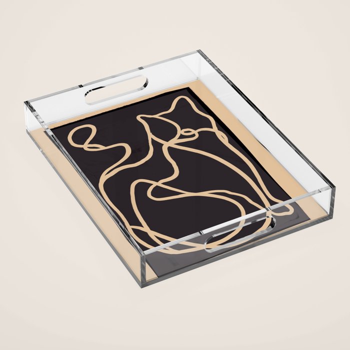Abstract Line Art Cat 2 Acrylic Tray Gallery Image 1