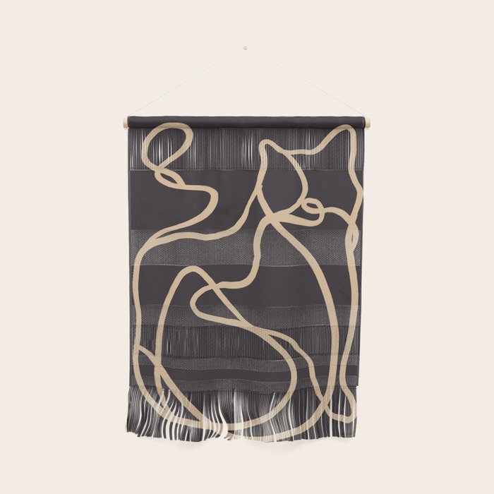 Abstract Line Art Cat 2 Wall Hanging Gallery Image 1
