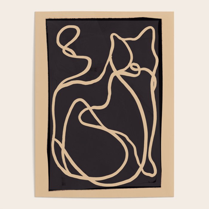 Abstract Line Art Cat 2 Poster Gallery Image 4