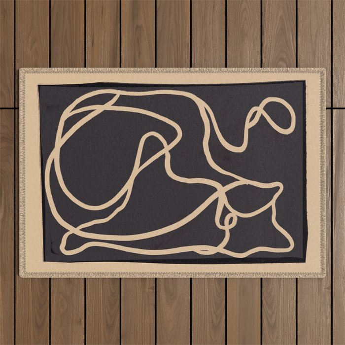 Abstract Line Art Cat 2 Outdoor Rug Gallery Image 1