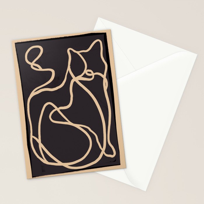 Abstract Line Art Cat 2 Stationery Card Gallery Image 2