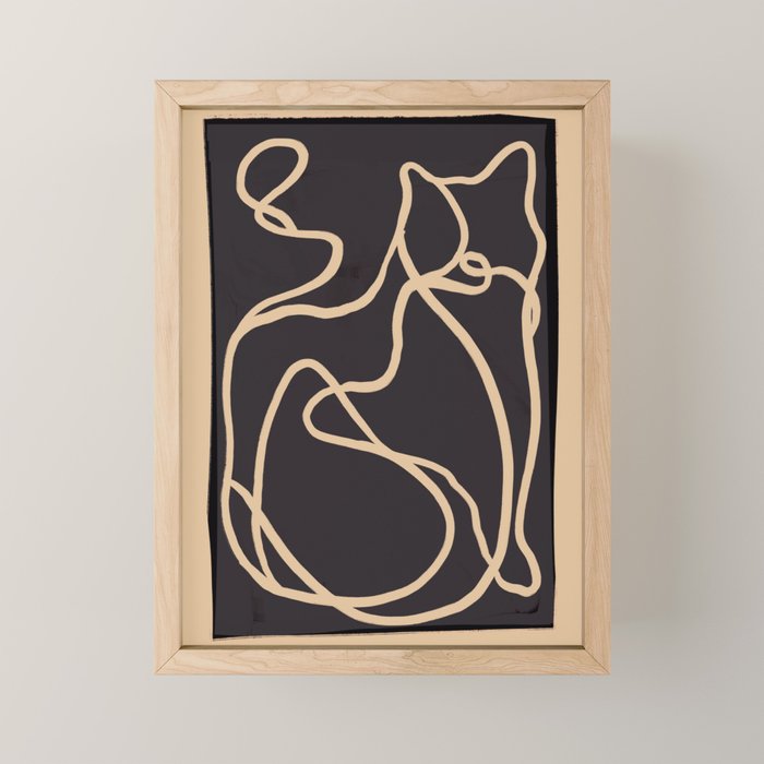 Abstract Line Art Cat 2 Mini Art Print Gallery Image 1