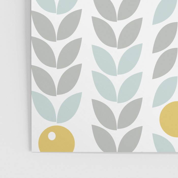 Mid Century Modern Retro Leaf and Circle Pattern Poster Gallery Image 3