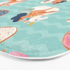 Gils on inflatable in swimming pool floats. Bath Mat Gallery Image 3