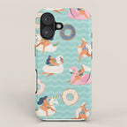 Gils on inflatable in swimming pool floats. iPhone Case Gallery Image 1
