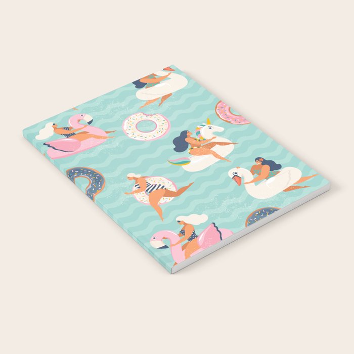 Gils on inflatable in swimming pool floats. Notebook Gallery Image 2