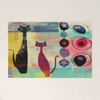 Mid-Century Modern 2 Cats - Graffiti Style Welcome Mat Gallery Image 1
