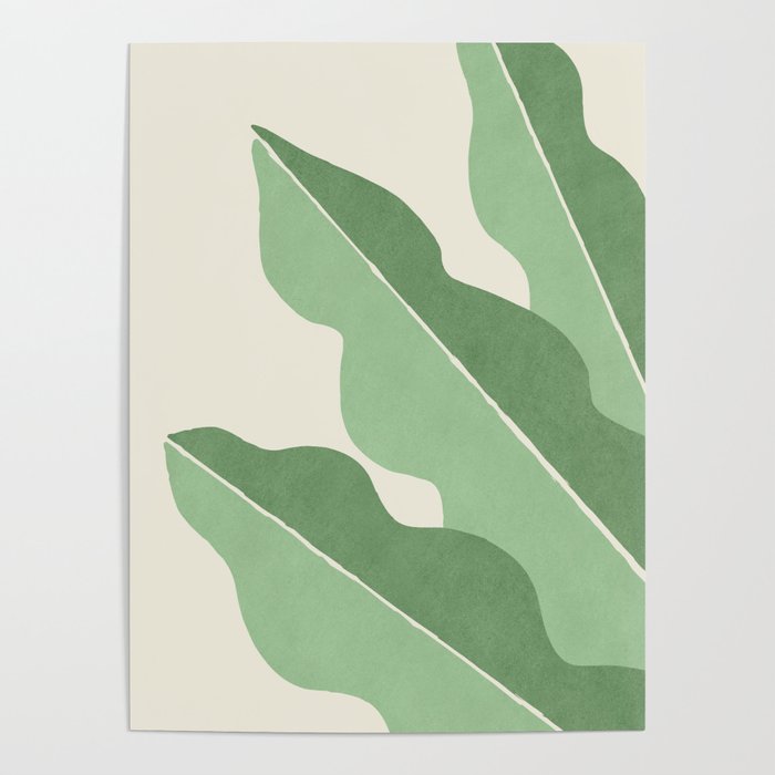 Color Block Abstract Leaf - Green Poster Gallery Image 1