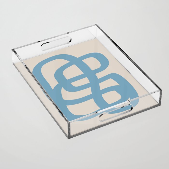 Abstract Scribble (Blue Beige) Acrylic Tray Gallery Image 1