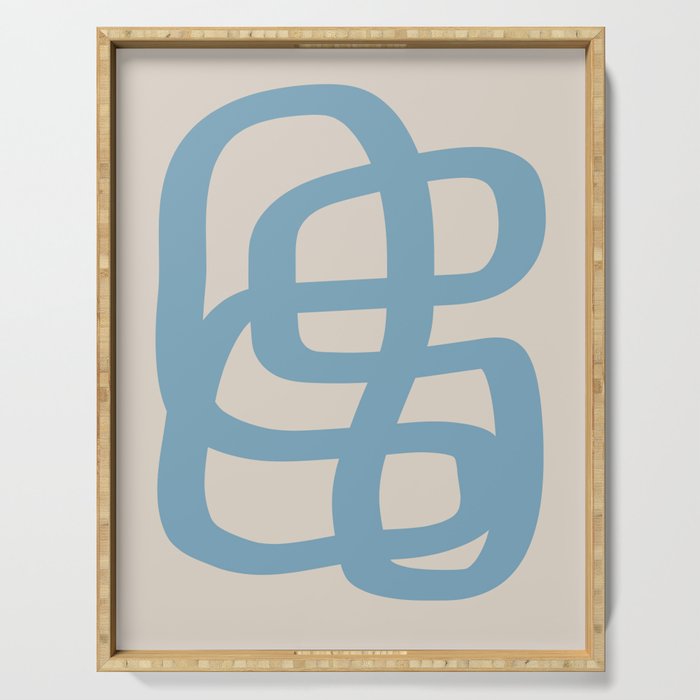 Abstract Scribble (Blue Beige) Serving Tray Gallery Image 1