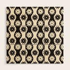 Retro Wavy Stripes with Flowers in Black & Off White Wood Wall Art Gallery Image 1