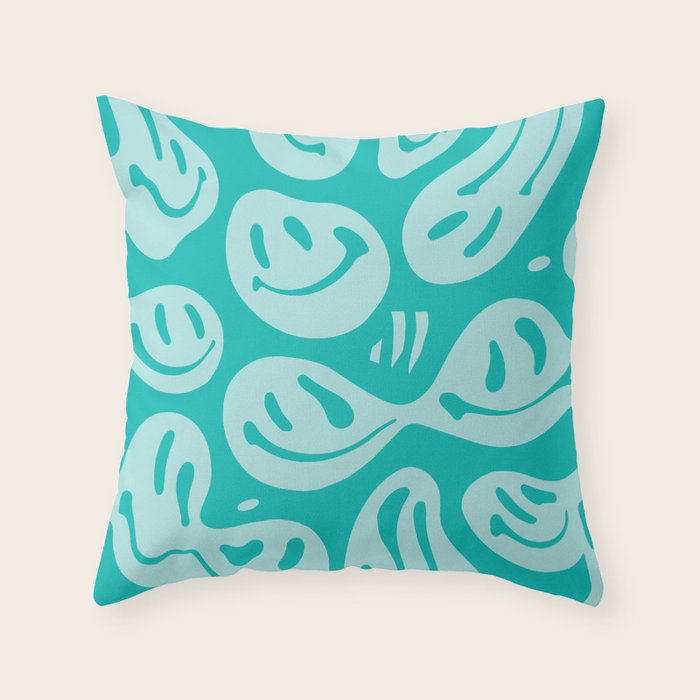 Eggshell Blue Melted Happiness Throw Pillow Gallery Image 1