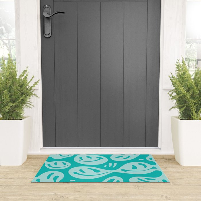 Eggshell Blue Melted Happiness Welcome Mat Gallery Image 3