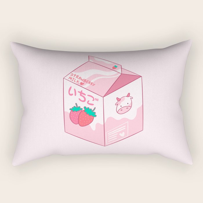 Kawaii Strawberry Milk Shake Rectangular Pillow Gallery Image 1