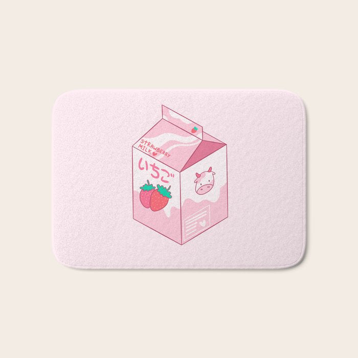 Kawaii Strawberry Milk Shake Bath Mat Gallery Image 1