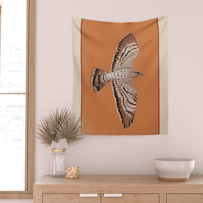 Hawk in Still Flight Wall Tapestry Gallery Image 2