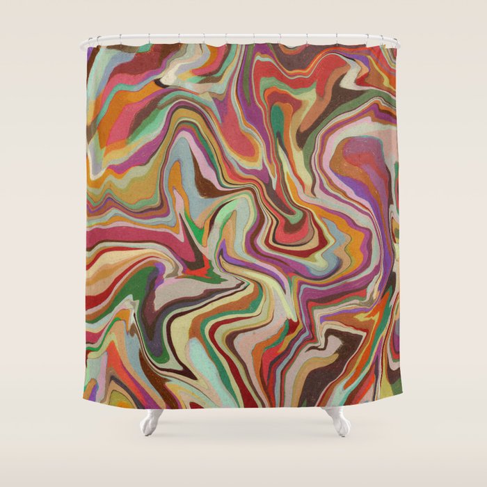 Colorful Liquid Swirl Shower Curtain Gallery Image 1